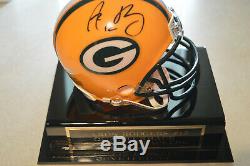 AARON RODGERS Autograph-Signed MINI HELMET in DISPLAY CASE with nameplate COA