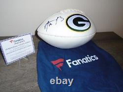 AARON RODGERS signed full size football FANATICS COA And BAG with Display Case