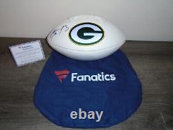 AARON RODGERS signed full size football FANATICS COA And BAG with Display Case