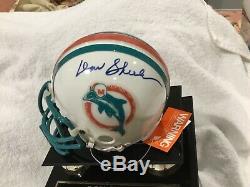 AUTOGRAPHED DON SHULA, MIAMI DOLPHINS MINI HELMET WithCOA AND DISPLAY CASE