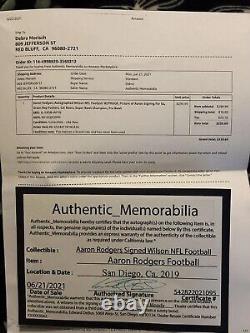 Aaron Rodger's autograph football with COA and display Case