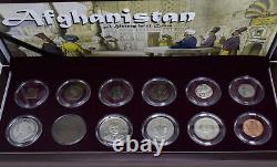 Afghanistan Coin Collection 12 Coins (Spanning 23 Centuries), Display Case, COA