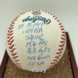 Alex Rodriguez Signed Heavily Inscribed STAT Baseball Steiner COA With Case