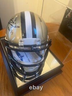 Alvin Kamara autographed OROY mini helmet with COA & OROY display case