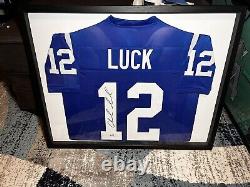 Andrew Luck Signed Colts Jersey Withcoa In Display Case