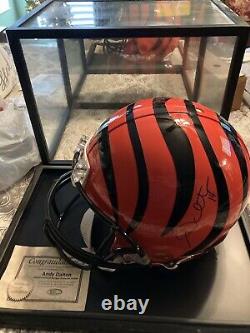 Andy Dalton Authentic Helmet. Signed with (COA) In Display Case