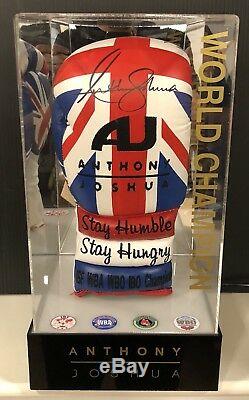 Anthony Joshua Signed Stay Hungry Boxing Glove Light Up Display Case AFTAL COA