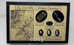 Atlanta Campaign Bullet and Buckle Set with Glass Topped Display Case and COA