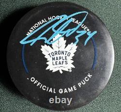 Auston Matthews Signed Official NHL Puck Blue Auto Leafs Fanatics COA- With CASE