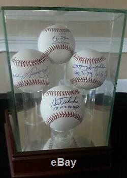 Autographed 4 Baseballs In Display Case Coa With Each