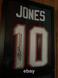 Autographed Mac Jones New England Blue FB Jersey Beckett COA With Display Case