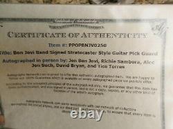 BON JOVI @ BAND SIGNED GUITAR DRUM HEAD WithPICK, DISPLAY CASE WITH COA AWESOME