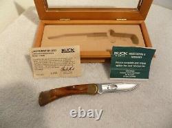 BUCK LIMITED EDITION 1963 to 2003 LOGO LASER CUT BLADE WithDISPLAY CASE, COA, PAPERS