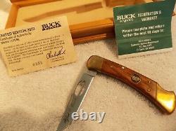 BUCK LIMITED EDITION 1963 to 2003 LOGO LASER CUT BLADE WithDISPLAY CASE, COA, PAPERS