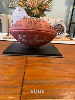 Barry Sanders Autographed Football with COA and Display Case