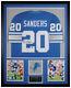 Barry Sanders Autographed And Framed Blue Lions Jersey Auto Beckett Coa