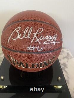Bill Russell Autographed Basketball With Display Case And COA