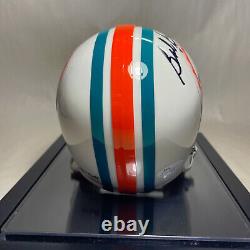 Bob Griese Miami Dolphins Signed & Inscribed Mini Helmet with Display Case JSA COA