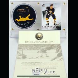 Bobby Orr Bruins Signed The Flying Goal Puck (Orr COA) W DISPLAY CASE
