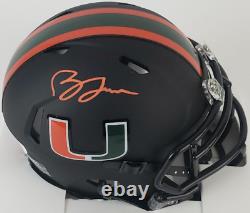 Brevin Jordan Signed Miami Hurricanes Black Alt Speed Mini Helmet JSA SD COA