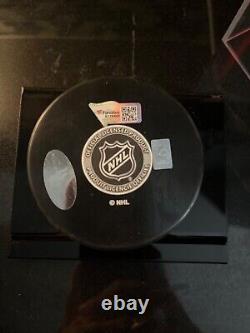 Brian Leetch NY Rangers autographed 94 Stanley Cup puck with COA and display case