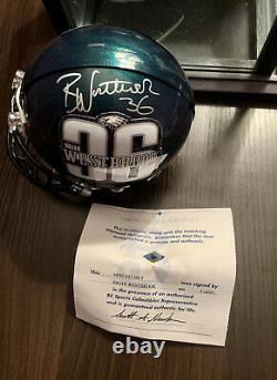 Brian Westbrook autographed Philadelphia Eagles Mini Helmet COA & Display case