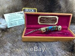 Buck David Yellowhorse 112 Custom PRONGHORN Knife Mint In Display Case COA