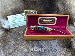 Buck David Yellowhorse 112 Custom PRONGHORN Knife Mint In Display Case COA