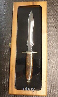 Buck Limited Ed. 0981 Dagger S/N 69 of 200 Burl Wood Handle Mirrored Blade COA