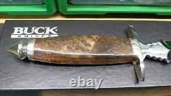 Buck Limited Ed. 0981 Dagger S/N 69 of 200 Burl Wood Handle Mirrored Blade COA