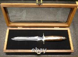 Buck Limited Ed. 0981 Dagger S/N 69 of 200 Burl Wood Handle Mirrored Blade COA