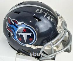 CHRIS JOHNSON Signed Tennessee Titans Speed Mini Helmet (Beckett COA) WithDisplay