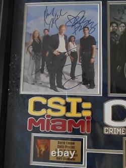 CSI, CSI Miami and CSI NY autographed photos in display frame includes COA