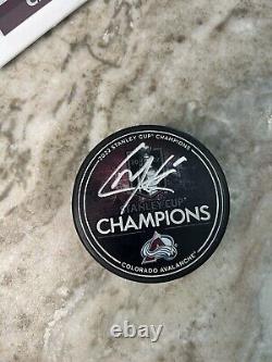 Cale Makar Autographed Signed Puck Case Auto Avalanche Stanley Cup Fanatics COA