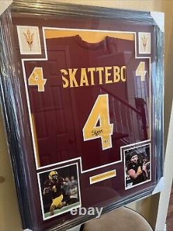 Cam Skattebo Authentic Autograph Framed Jersey COA Sun Devils