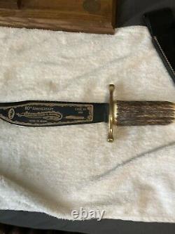 Case 80th anniv. Bowie knife stag handles with scabbard and display coa new