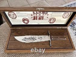 Case XX 1986 ALAMO Commemorative Bowie Knife with Oak Wood Display Box & COA