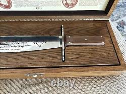 Case XX 1986 ALAMO Commemorative Bowie Knife with Oak Wood Display Box & COA