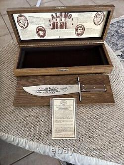 Case XX 1986 ALAMO Commemorative Bowie Knife with Oak Wood Display Box & COA