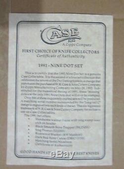 Case XX 1991 9 DOT 4 Knife Set in Mint Walnut/Glass Display COA 1 of 500 HTF