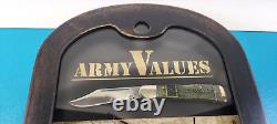 Case XX US Army Values Copperlock Knife Display Set Natural Bone 15008 + COA