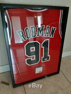 Chicago Bulls Dennis Rodman Signed Jersey With PSA COA And Display Case