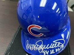 Chicago Cubs Ryne Sandberg Autographed Mini Helmet COA With Display Case