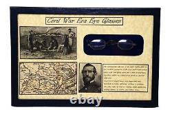 Civil War Era Eye Glasses with Glass Topped Display Case and COA