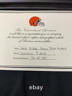 Cleveland Browns Autograph Football Josh Cribbs 76/150 COA Display Case