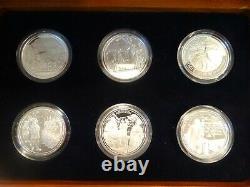 Complete Set (6) Rome and the Danube Austria Wooden Display Case. 900 Silver COA