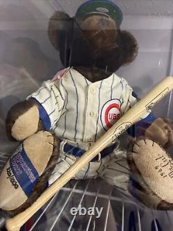Cooperstown Teddy Bears Ernie Banks With Display Case And COA