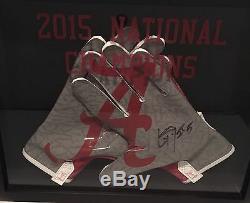 Cyrus Jones SIGNED Nike Alabama Football Gloves & Display Case AUTO COA Patriots