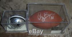 DEZ BRYANT COWBOYS #88 SIGNED MINI HELMET & FOOTBALL WithCOA'S & DISPLAY CASES