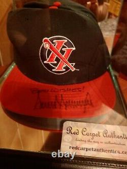 DONALD J TRUMP Hat signed Official Autograph CAP With COA & Glass Display Case